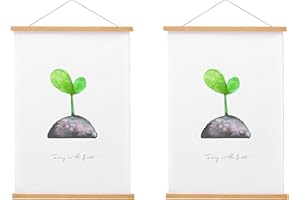 FALAMON 2 Pack Magnetic Poster Hanger Frame, 24x36 24x30 24x17 Teak Wood Magnet Poster Frame for Hanging Posters, Prints, Photos, Pictures, Maps, Scrolls, and Canvas Artwork