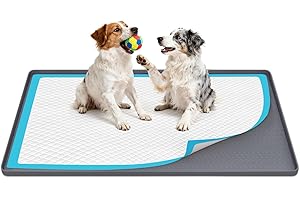 51" x26" Pee Pad Holder for Dogs Lanstics Silicone Dogs Puppy Pad Holder Puppy Pad Holder for Dog Training Leak-Proof Raised Edge Dog Potty Tray (Grey)