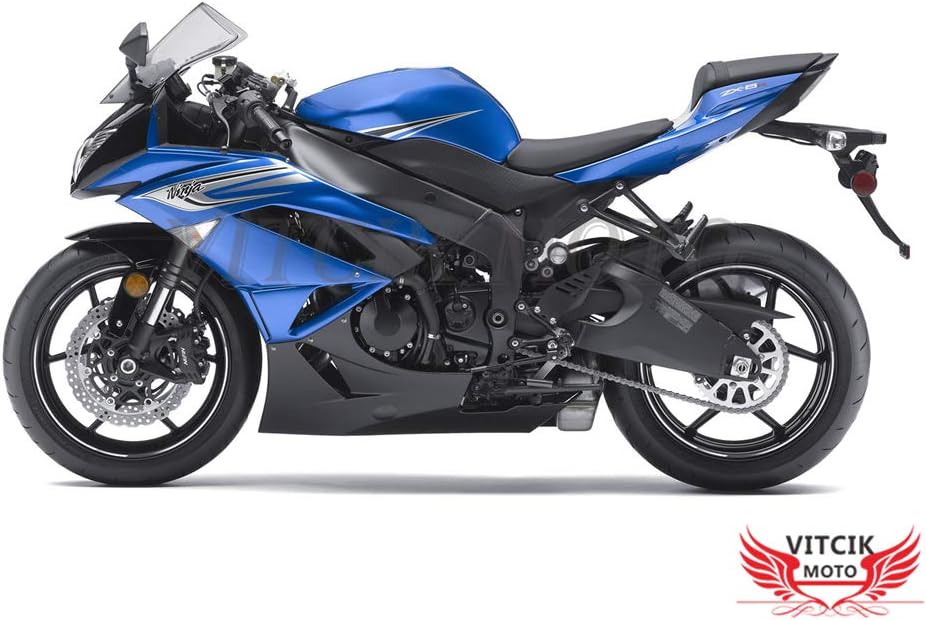 VITCIK Motorcycle Decals Sticker for ZX6R ZX-6R Ninja 636 2009 2010 2011 2012 09 10 11 12 Motorbike Racing Fairing Decal (Blue & Silver)
