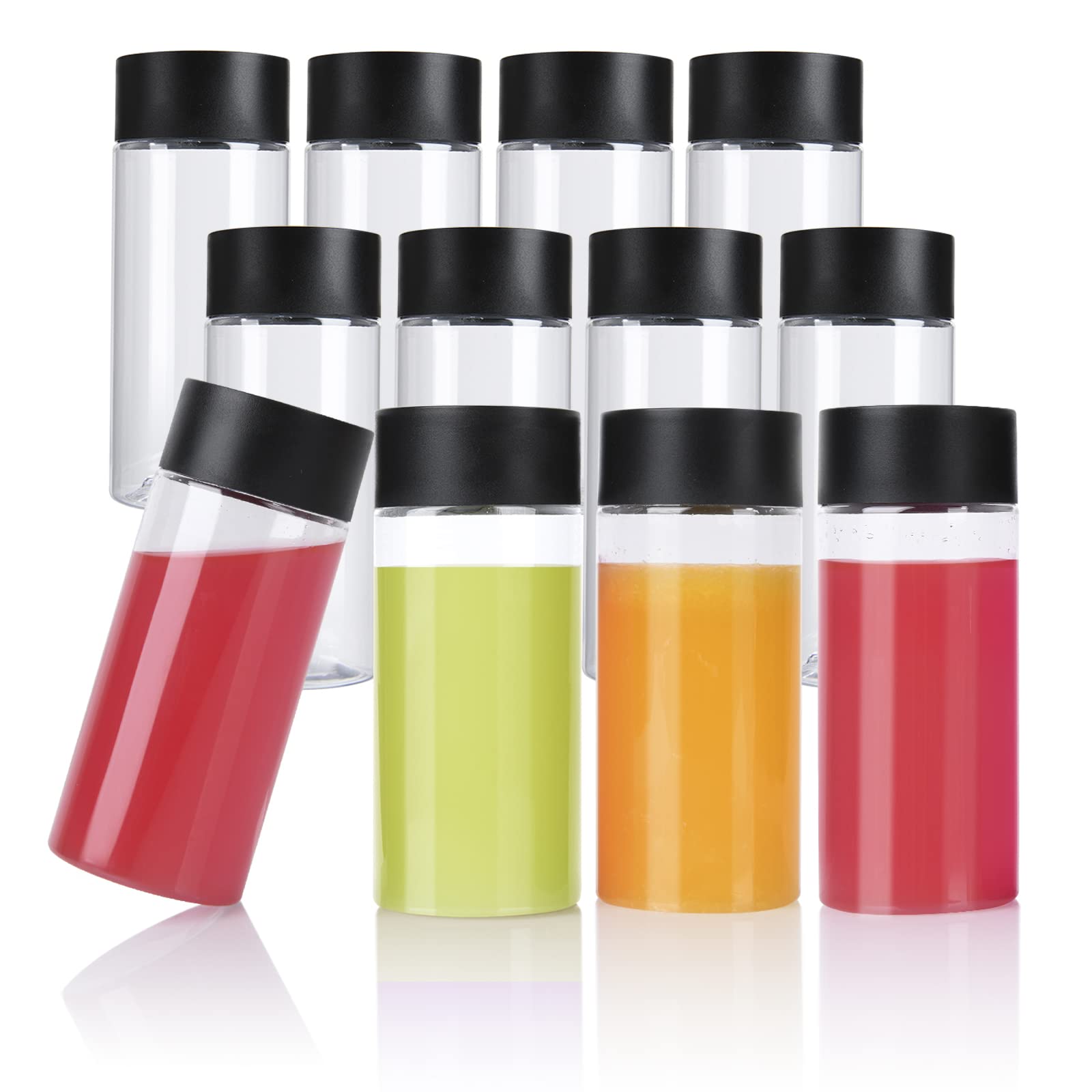 YBCPACK 12 Pack 8oz/250ml Plastic Juice Bottles with Lids,Empty Reusable Bottles for Smoothie,Juice,and Other Beverages