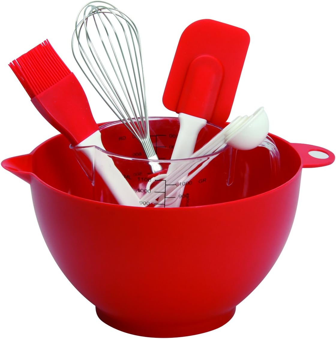 Menastyl Cooking 7334005 Stylhome 9 piece set of plastic preparation utensil red 24 x 15 x 28 cm