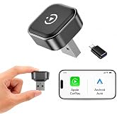 Hyphoon Wireless CarPlay Adapter &amp; Android Auto Adapter, Low-Profile | Low-profile USB-A body converts factory wired CarPlay and Android Auto to wireless with 5GHz WiFi and a USB-C adapter.