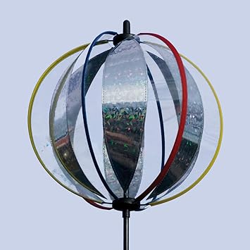 CIM Kugel Windspiel - Magic Crystal Laser - UV-beständig und Wetterfest - Kugel: Ø25cm, Gesamthöhe: 100cm - inkl. Standstab, 