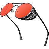 Retro Round Polarized Steampunk Sunglasses Men Women Side Shield Goggles Gothic S92-ADVANCED POLARIZED