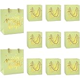 JarThenaAMCS 30Pcs Christmas Mini Gift Bags with Handle Gold Foil Green Xmas Party Favor Bags Holiday Paper Treat Bags for Christmas Winter Party Supplies