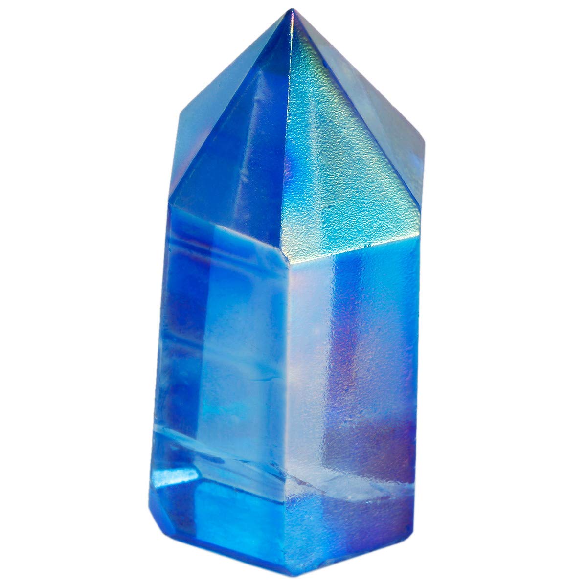 Nupuyai Crystal Point Wand for Chakra Reiki Healing,Prism Tumbled Stone for Home Decoration Blue