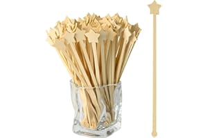 TreeMVI- 200PCS Disposable Coffee Stirrers 7IN Bamboo Coffee Stir Sticks for Mixing Drink,Cocktails,Milk Tea (200PCS-7IN Star)