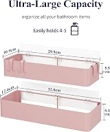 Kitsure 2 Pack Rustproof Shower Caddy Large 29.9cm 28.9cm Drill-Free Pink view 2