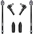 Detroit Axle - Front 6pc Tie Rods Kit for 2005-2010 Ford Mustang, 4 Inner & Outer Tie Rods 2 Boots 2006 2007 2008 2009 Replacement