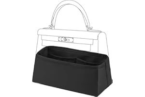 DGAZ Bag Organizer Insert, Silk Purse Organizer, Luxury Handbag & Tote Organizer, Fits mini Kelly Bags (Black, miniKelly2)