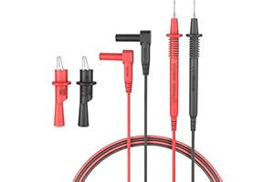 HANDSKIT Test Leads Set Multimeter Leads and Alligator Clips, Insulated Test Leads CAT III 1000V with Threaded Alligator Clips, 4mm Test Leads Threaded Probes Tip
