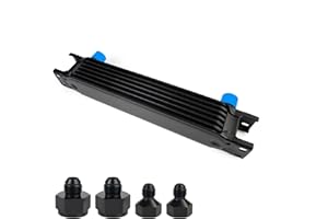 HTRACING 7 Row AN10 10AN Transmission Oil Cooler Kit Stacked Plate With 6AN 8AN Adapter Universal Engine Transmission British Radiator Oil Cooler Condenser Aluminium Alloy Black