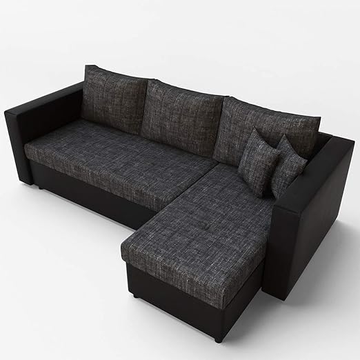 Vitalispa Ecksofa Mit Schlaffunktion Grau Schwarz Stellmass 224 X 144 Cm Liegemass 200 X 140 Cm Sofa Couch Schlafcouch Schlafsofa Eckcouch Taschenfederkern Amazon De Kuche Haushalt