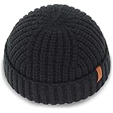 KNITDAY Chunky Wool Fisherman Short Beanie Hats Skull Cap for Men, Mens Thick Skater Streetwear Fishermans Beanie Daily Hat