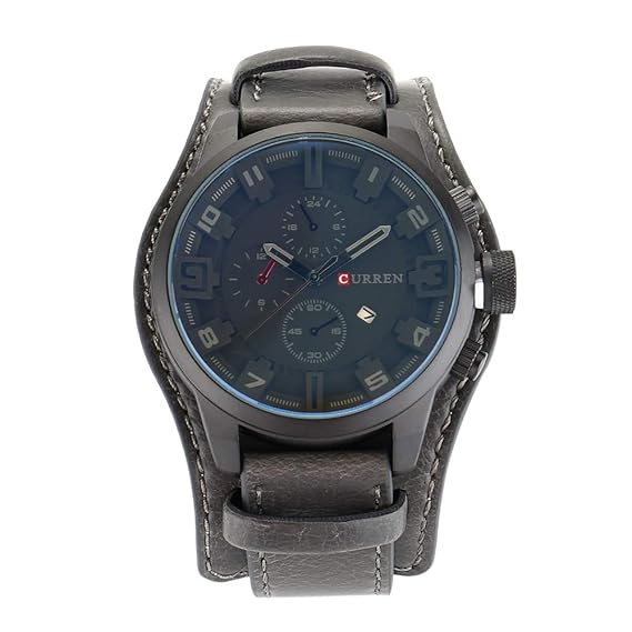 Curren Herren Sport Quarzuhr Kalender Uhren Big Dial Lederband Armbanduhr
