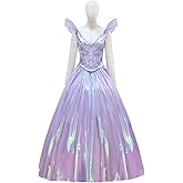 pagoaxn Glinda Costume Women Good Witch Glinda Purple Dress Princess Shimmering Gown with Wing Accents for Halloween