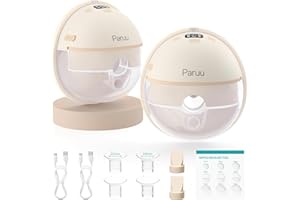 Paruu Hands Free Breast Pump P16, Wearable Breast Pump Electirc Portable with 4 Modes & 12 Levels, Max 309mmHg Strong Suction