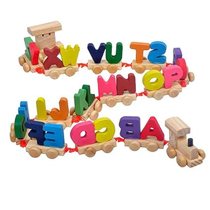 Bn Enterprise Wooden Alphabet Letters Train (A-Z) English Vocabulary Building Train Set Toys (Kids 2+ Years)