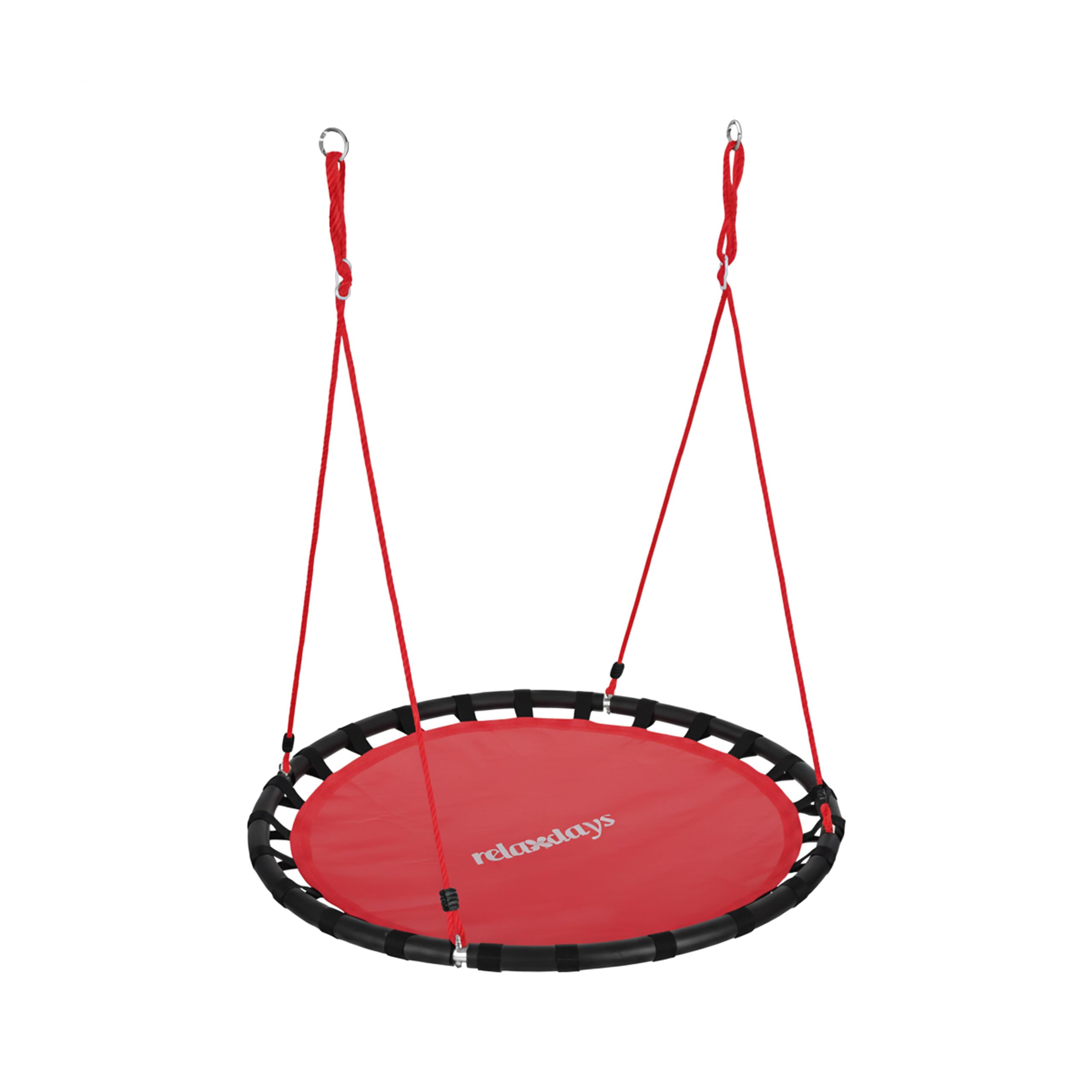 Relaxdays Nest Swing, Round Hanging Swing for Children, Height-Adjustable, Ø: 120 cm, For up to 100 kg, Red
