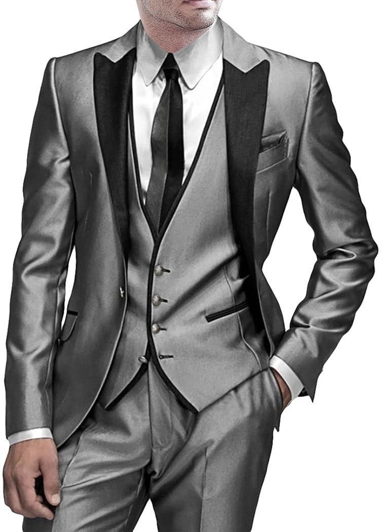 INMONARCH Mens Silver Tuxedo Suit Fabulous 6 Pc TX280CM Custommade