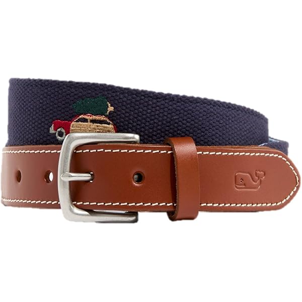 Vineyard Vines Men's Distressed Leather Belt With Fish Hook Buckle – Italian Leather, Adjustable, Casual Style