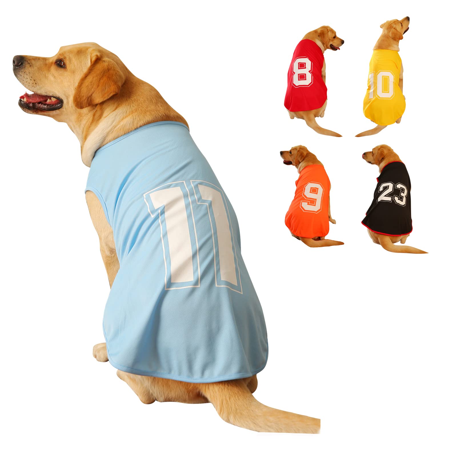 Dog Shirt Number Printed Summer Basic Vest Puppy Breathable T-Shirt Pet Sleeveless Tank Top Clothes for Large Medium Small Dogs (Medium, Blue)