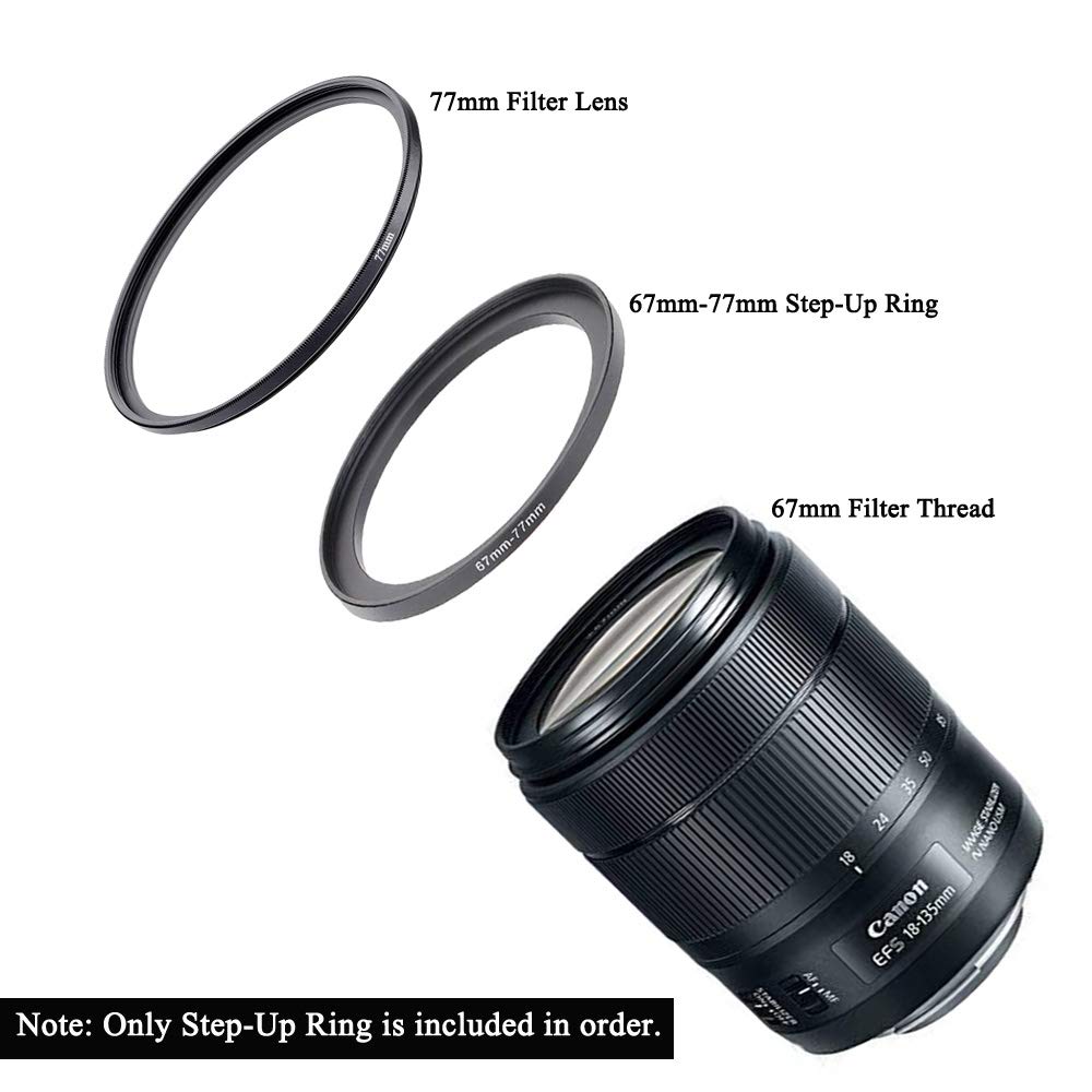 67mm77mm LensFilter Step Up Adapter Ring, 67mm Lens to
