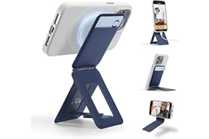 MOFT Phone Tripod Wallet, MagSafe Wallet Tripod Stand, NFC-Supported Phone Wallet, Pocket-Size Selfie Stick, MOVAS Vegan Leather & Adjustable Angle Magnetic Card Holder, Travel Essential, Navy Blue