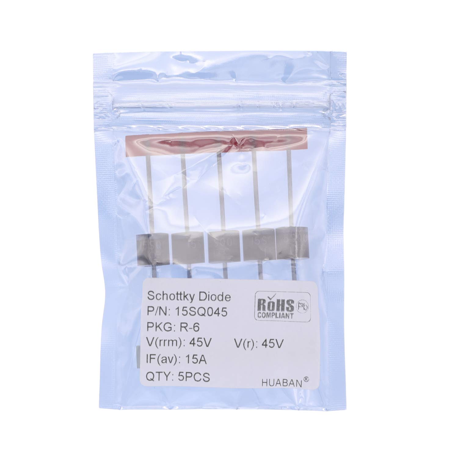 HUABAN 5PCS 15SQ045 Schottky Barrier Rectifier Bypass Blocking Diodes 15A 45V R-6 Axial 15 Amp 45 Volt