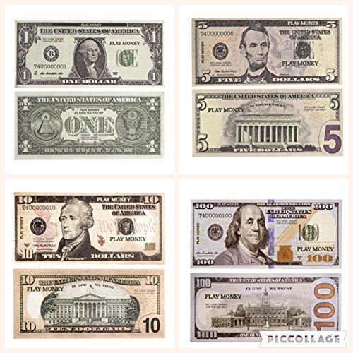 Pretend Dollar Bills - Realistic Double Sided Money Stack - That Looks ...