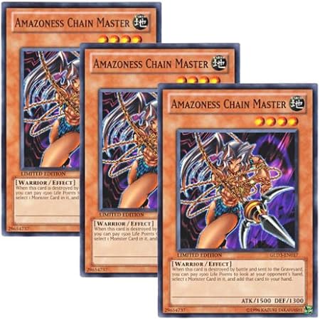 Amazon 3枚 遊戯王 英語版 Gld3 En017 Amazoness Chain Master アマゾネスの鎖使い ノーマル Limited Edition トレカ 通販