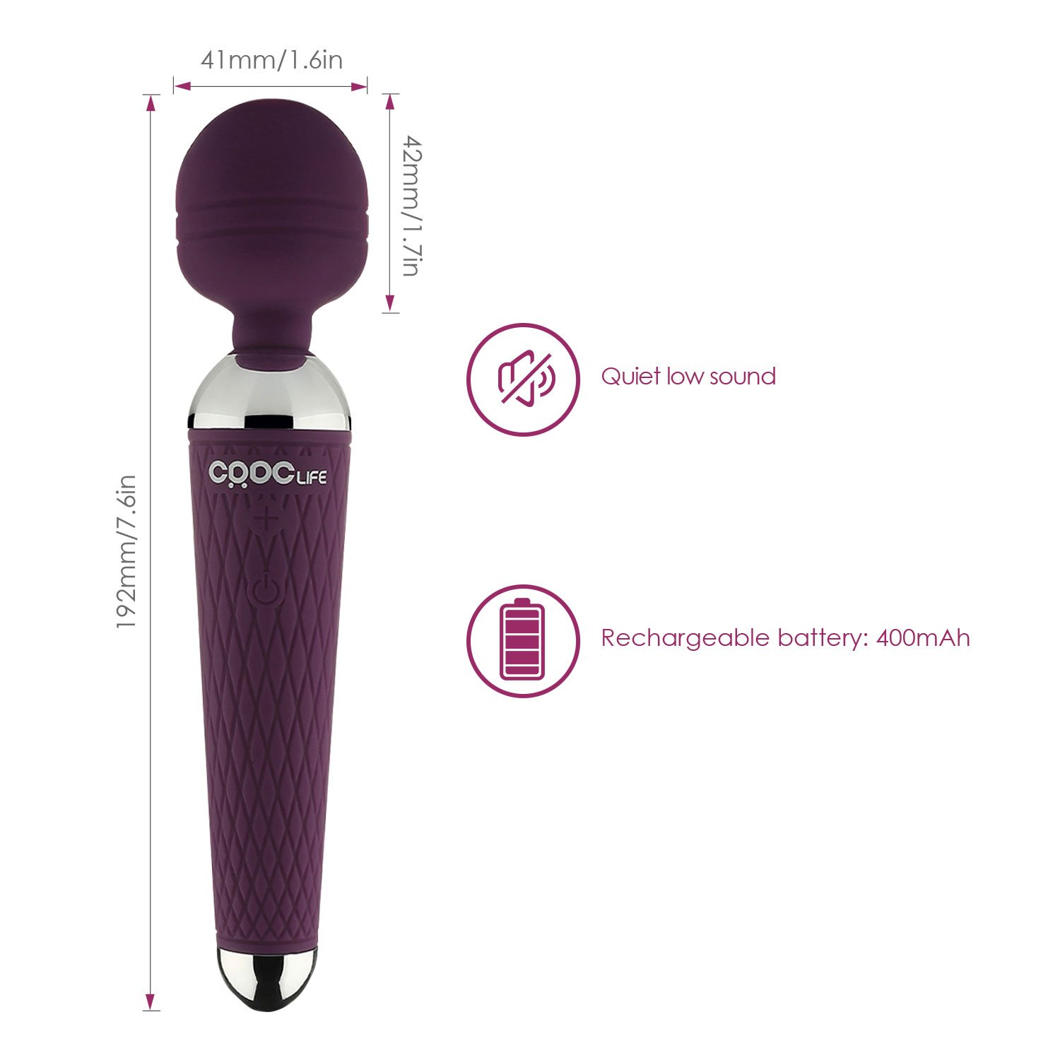 Rechargeable Massager with 16 Powerful Speeds, CRDC Life Portable Therapy Body Massager for Muscle Aches and Sports Recovery