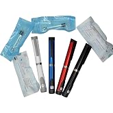 GXZ Health Vector V3 Reusable Injection Pen Set &ndash; 4 Pens with 4 Bonus Cartridges &ndash; 60 Unit Capacity &ndash; Assorted Colors (Black, Blue, White &amp; Red)