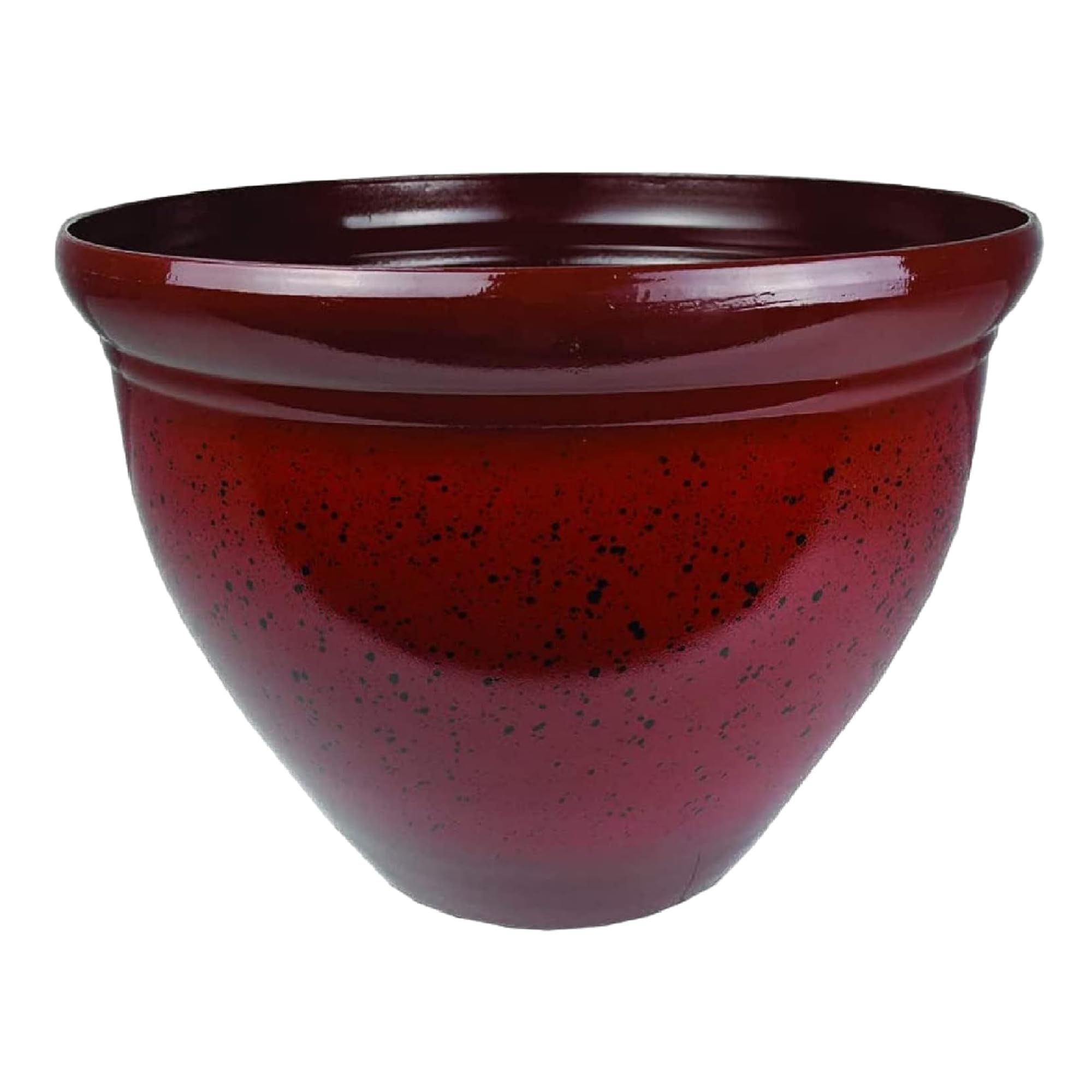 The HC Companies Pizzazz Decorative Round Flower Pots w/Ceramic Look - UV-Resistant Decorative Pot for Outdoor & Indoor Plant Pots - Modern Planter for Flower, Herbs (9” Warm Red, Pack of 1)
