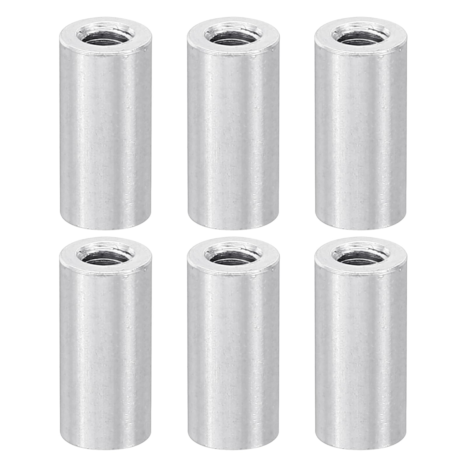 PATIKIL 12pcs M3 Metal Threaded Standoff Spacer Nuts, Round Aluminum Spacers Female Coupling Screws, 1/8" ID x 3/16" OD, Silver 3x5x10mm
