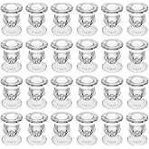 BTGLLAS Glass Taper Candle Holder Set of 24 - Clear Crystal Candlestick Holders for Tapered Candles, Elegant Candle Stick Holder Set for Wedding Party Christmas Thanksgiving Festival (24, Transparent)