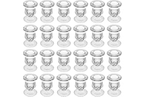 BTGLLAS Glass Taper Candle Holder Set of 24 - Clear Crystal Candlestick Holders for Tapered Candles, Elegant Candle Stick Holder Set for Wedding Party Christmas Thanksgiving Festival (24, Transparent)