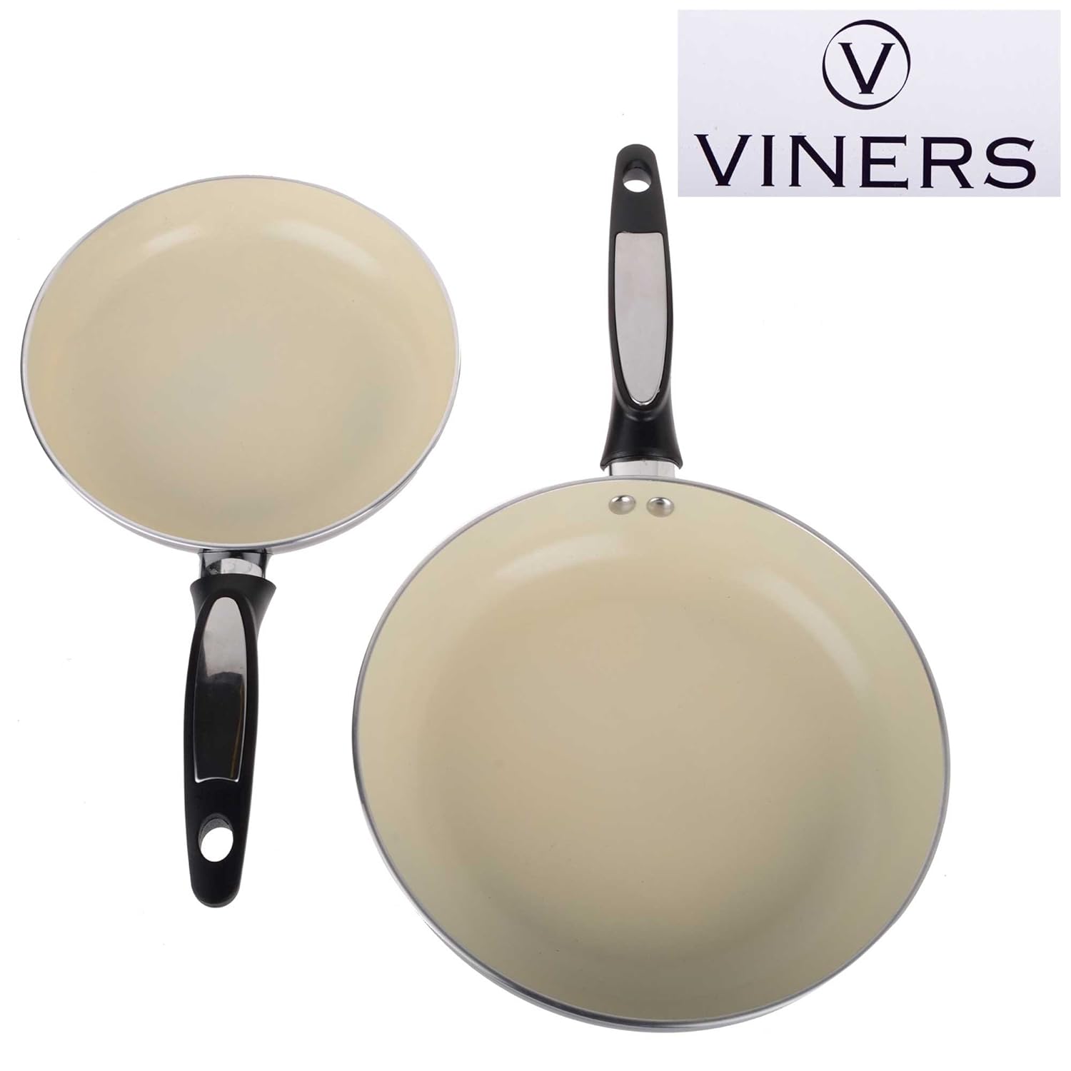 Viners 2 Piece Ceramic Interior Black Frying Pan Set Amazon.co.uk