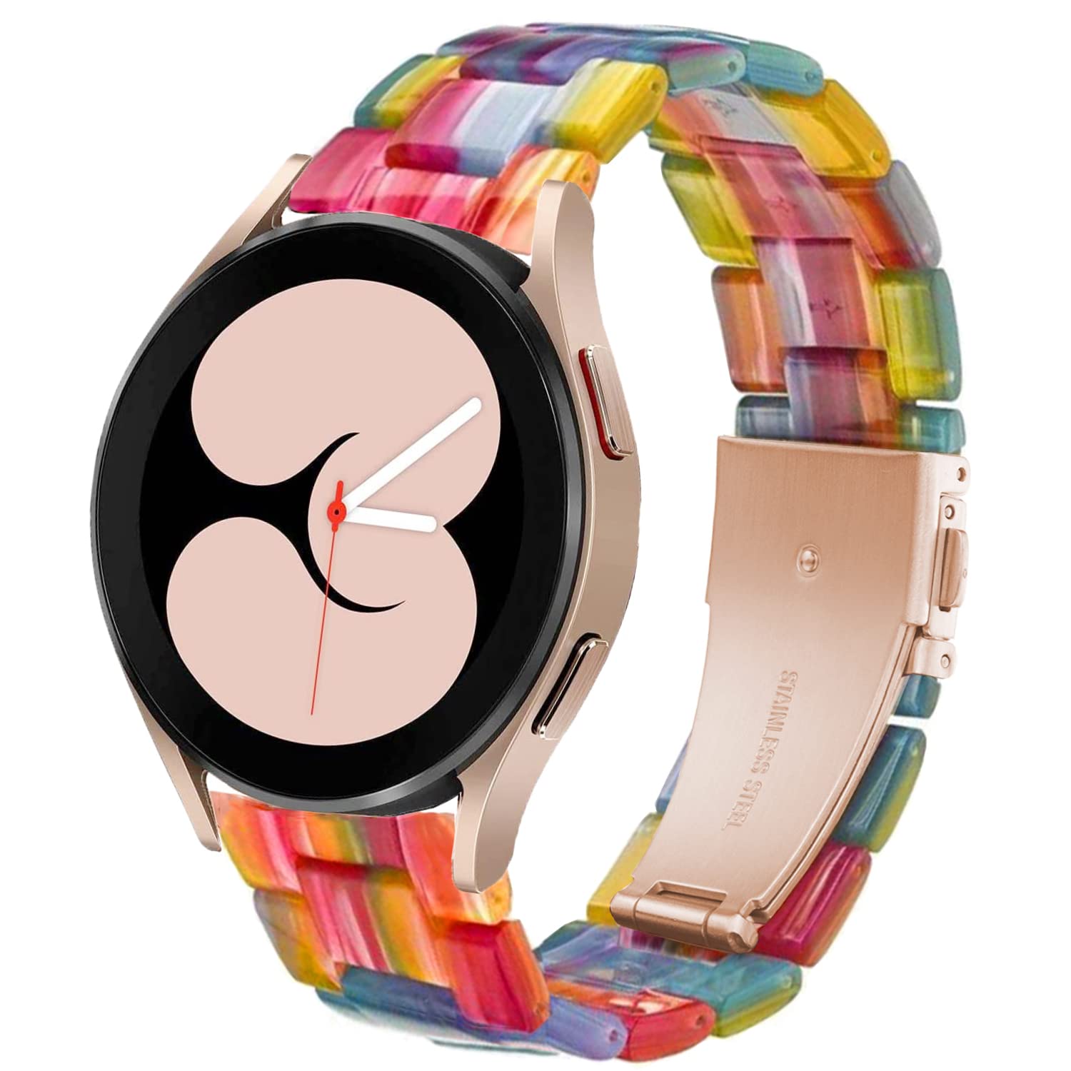 DEALELE Strap Compatible with Samsung Galaxy Watch 7/6 / 6 Classic / 5/5 Pro / 4/4 Classic / 3 41mm / Active 2, 20mm Colorful Resin Bands for Huawei GT3 / GT2 42mm Women Men, Rainbow