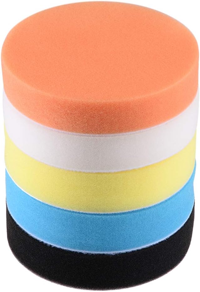 sourcing map 5" Foam Drill Polishing Pad Kit Sponge Pads for Waxing Sealing Glaze 5pcs