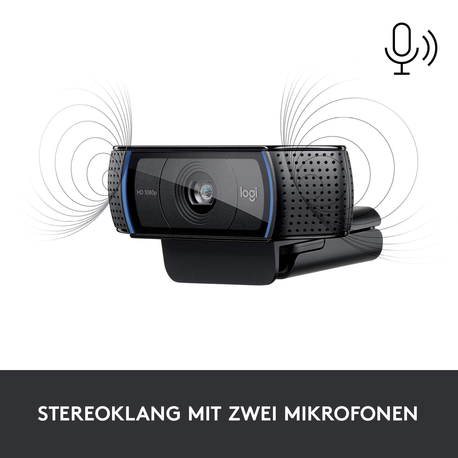 Logitech C920 HD PRO Webcam, Full-HD 1080p, 78° Sichtfeld, Autofokus, Klarer Stereo-Sound, Belichtungskorrektur, USB-Anschluss, Für Skype, FaceTime, Hangouts, etc., PC/Mac/ChromeOS/Android - Schwarz 5