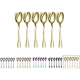 Gold Coffee Spoons, Kyraton 5.5" Espresso Spoons Titanium Plating Copper Tea Spoons, Stainless Steel Small Mini Spoons, Tiny 