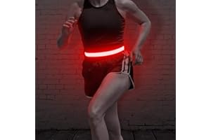 BSEEN LED Running Waist Belt - USB Rechargeable Reflective Glowing LED Waistband, Flashing Safety Light Belt for Runners, Joggers, Walkers, Pet Owners, Cyclists