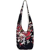 WITERY Boho Bags for Women Handmade Ethnic Cloth Canvas Hobo Bag Large Cotton Hippie Purse Crossbody Shoulder Bag Tote Sling