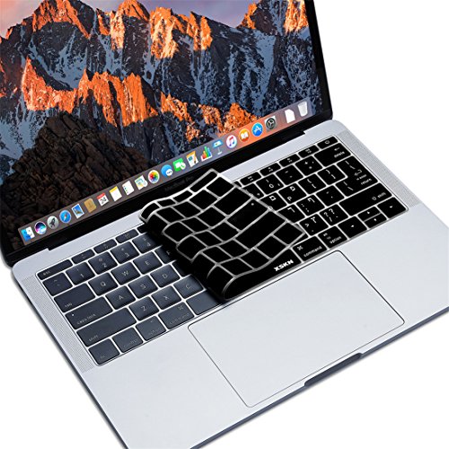 XSKNHebrew Silicone Keyboard Skin Cover forMacBook Pro 13 (2016 Model A1708, Flat Key, No Touch Bar) and Macbook 12 (2015 Model A1534),US EU Version (Black)