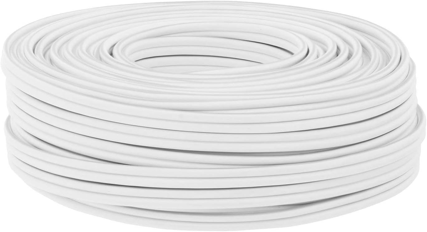 DCSk White Speaker Cable - German Made - Pure Copper Speaker Wire for HiFi or Car Audio - AWG 14 Role - Speaker Cable 50m - 2 x 2.5mm²