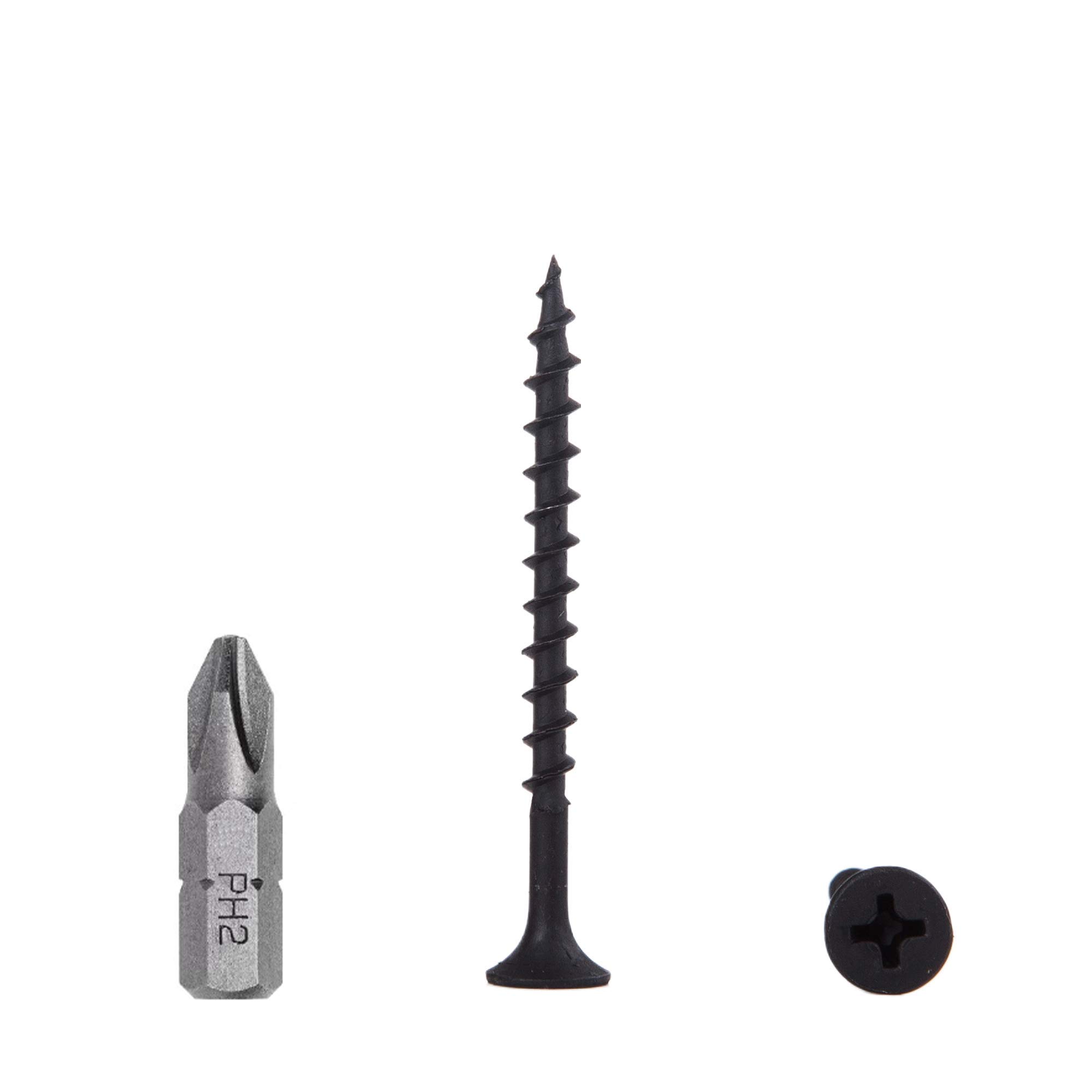 (Pack of 300 pcs) Black Phosphate Carbon Steel 3.9 x 45 mm Drywall Screws, Wood Screws, Phillips Bugle Head, Chipboard Fasteners (300, 3.9 x 45 mm)