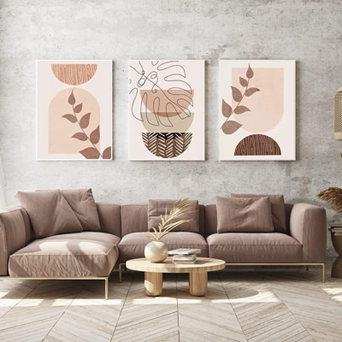ZFTCN Set of 3 Boho Posters - Abstract Line Drawing Woman & Botanical Leaf Prints, Without Frame (50 x 70 cm, 3 Pieces) โ image 1