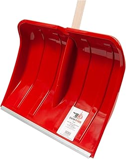 SHW-FIRE 59026 Schneeschieber Schneeschaufel Kunststoff 50 cm breit mit rundem Stiel Holz 130 cm lang