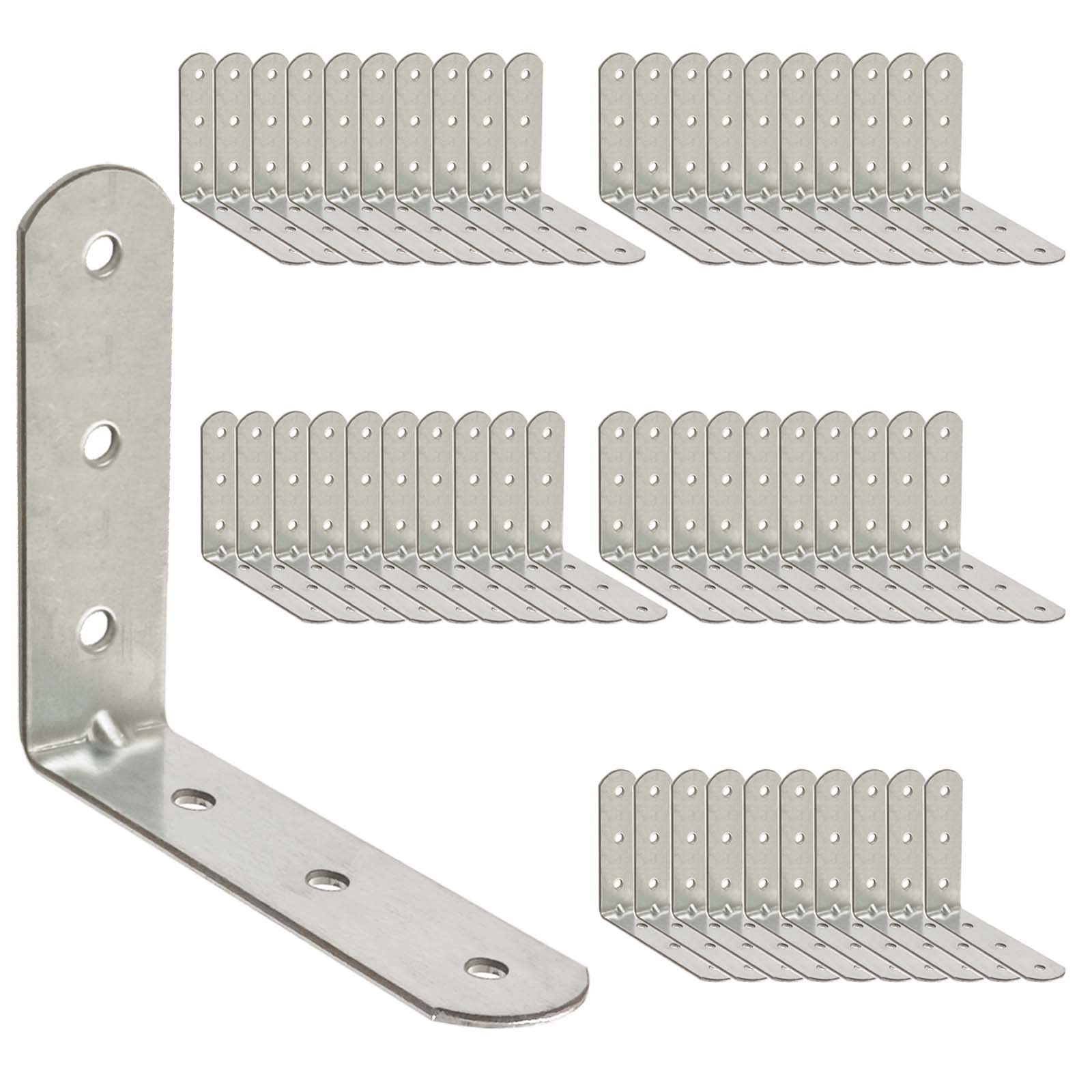 OMIDEAS 50 x Angle Bracket (50 x 50 x 16) 90 Degree L Shape Corner Brace Plate Wood Metal Connecting Fixing Joining Repair Support Galvanised Connector